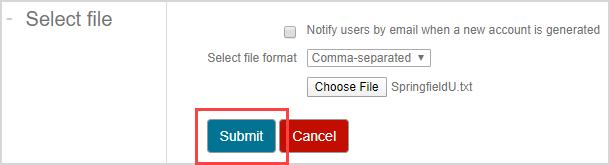 The Submit button is after the Choose File button.